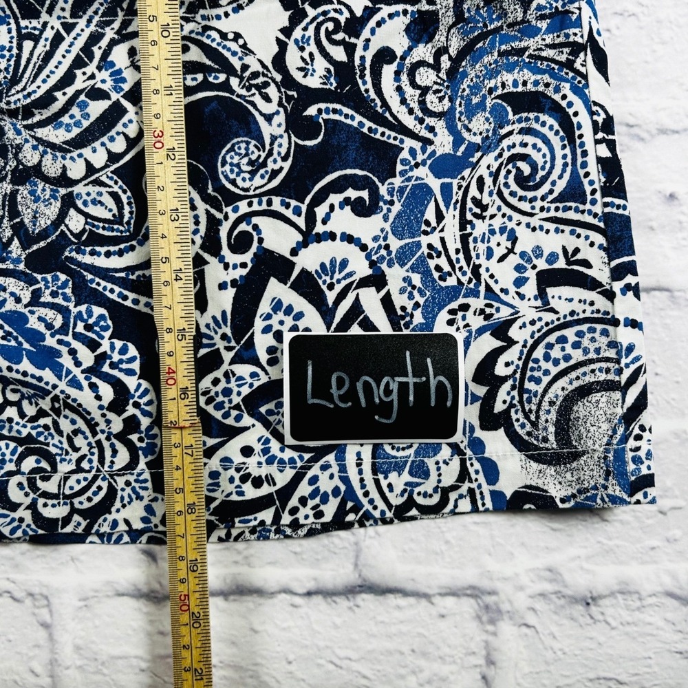 Karen Scott Blue White Paisley Floral Mini Skirt Women's 14 Nautical Cotton - Picture 5 of 6